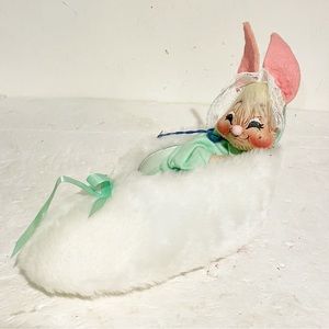 Annalee Doll Cloth Easter Bunny‎ In White Slipper 1992 0920 NWT NEW Decor Home